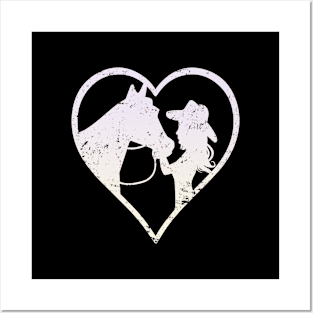 Cowgirl and horse heart Posters and Art